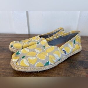 Toms 7W lemon slip on flats shoes espadrilles